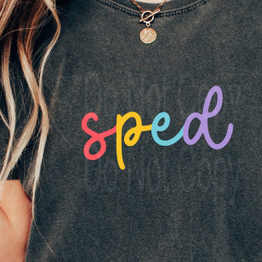 Colorful Cursive SPED DTF Transfer