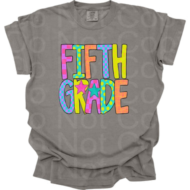 Preppy Bright Pattern Fifth Grade DTF Transfer (AR)