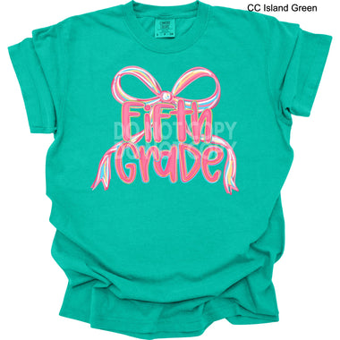 Fifth Grade Pink Bow DTF Transfer (E)