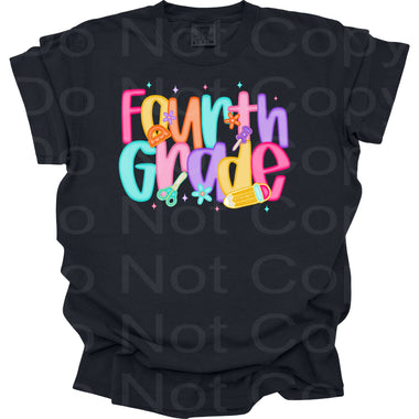 Fourth Grade Bright Frosted DTF Transfer (E)