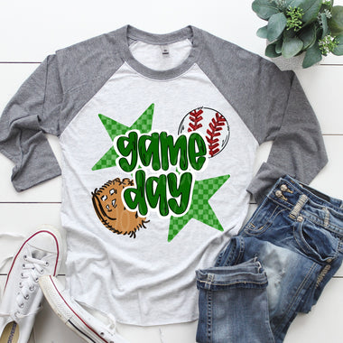 Gameday Baseball Green DTF Transfer