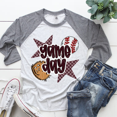 Gameday Baseball Maroon DTF Transfer