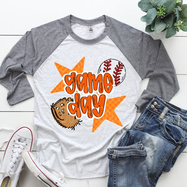 Gameday Baseball Orange DTF Transfer