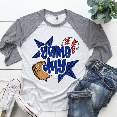 Gameday Baseball Royal and black DTF Transfer