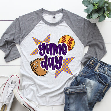 Gameday Softball Purple and Yellow DTF Transfer