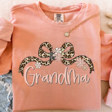 Grandma with Leopard Bow DTF Transfer