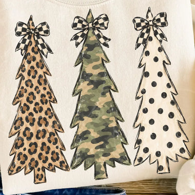 Leopard Camo Dot Christmas Trees Wholesale Sweatshirt