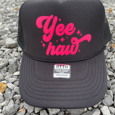 Yee Haw Black Trucker Hat