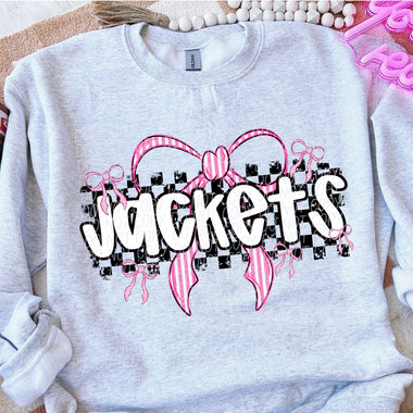 Jackets Pink Bow with Checks Mascot DTF Transfer