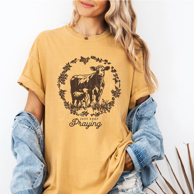 Just Keep Praying Cows Single Color Screen S46