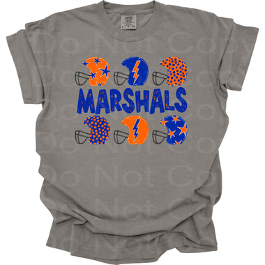 Marshals Orange and Royal Helmets DTF Transfer (DB)