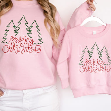 Faux Sequin Merry Christmas Trees DTF Transfer