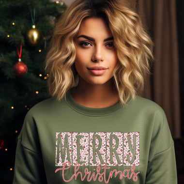 Merry Christmas Pink Blocks DTF Transfer