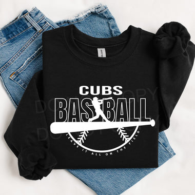 Cubs Baseball WHITE INK DTF Transfer