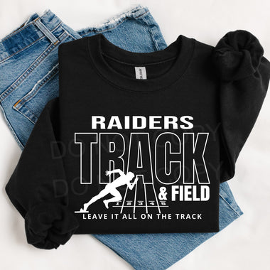 Raiders Track & Field WHITE INK DTF Transfer