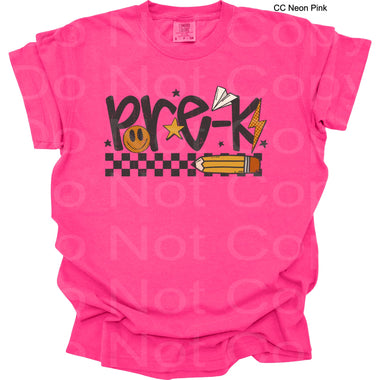 Pre K Black Check Smiley DTF Transfer (SCD)