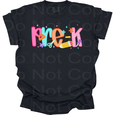 Pre K Bright Frosted DTF Transfer (E)