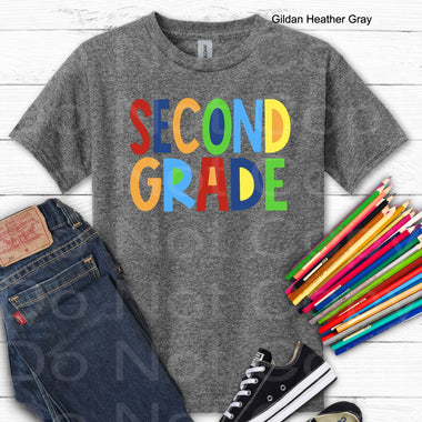 Second Grade Boy Block Style Primary Colors DTF Transfer (E)