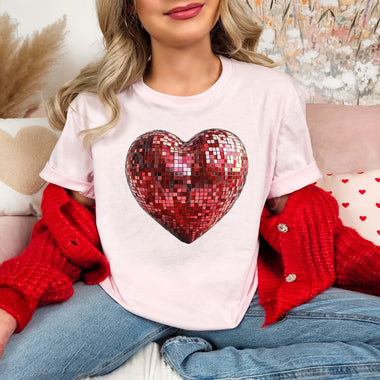 Red Disco Heart DTF Transfer