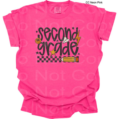 Second Grade Black Check Smiley DTF Transfer (SCD)