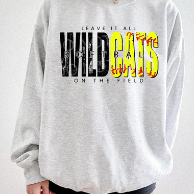 Leave It All On The Field WILDCATS Softball BLACK DTF Transfer