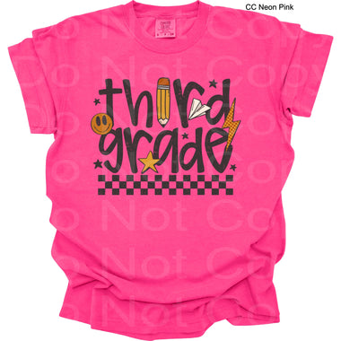 Third Grade Black Check Smiley DTF Transfer (SCD)