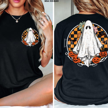 Ghost Checkered Front and Back Screen Print High Heat Transfer W89