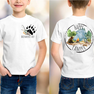 Backwoods Boy Happy Camper Front and Back Screen Print High Heat Transfer