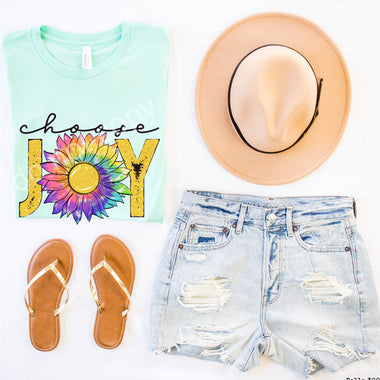 Choose Joy Flower Screen Print High Heat Transfer R49