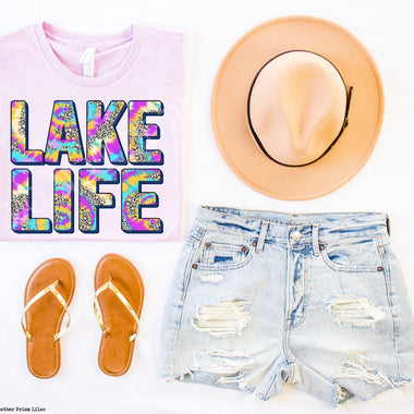 Lake Life Blue Tie Dye Screen Print High Heat Transfer T42