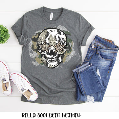 Camo Skull Screen Print Transfer High Heat T90