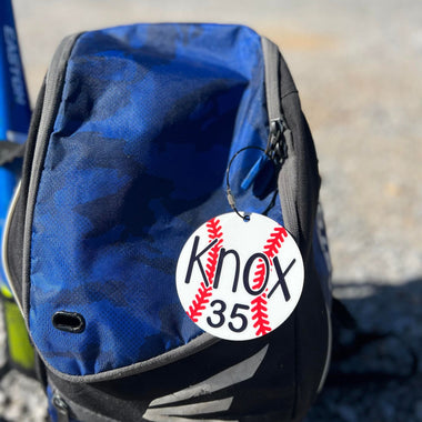 Baseball and Softball Ball Bag Name Tags with stainless wire cable