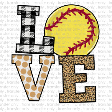 Love Softball Sublimation Transfer