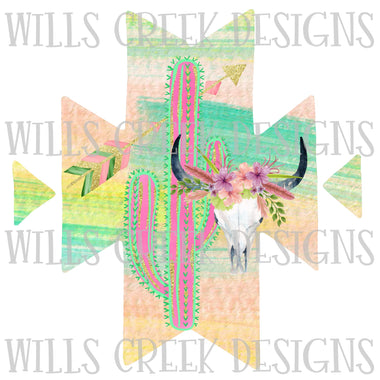 Aztec Pastel Skull Sublimation Transfer