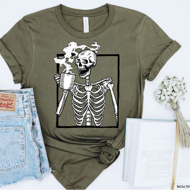 Skeleton Coffee Screen Print Transfer R108
