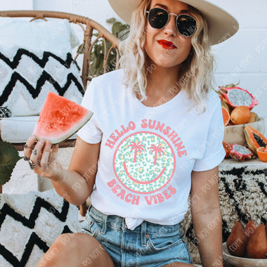“No restocks” Hello Sunshine Beach Vibes Screen Print High Heat Transfer I32