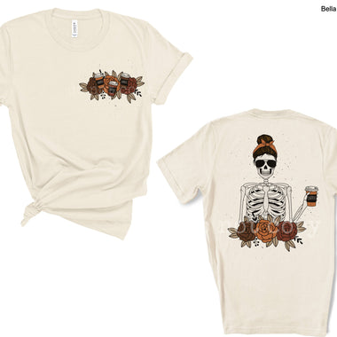 Coffee Skeleton Front & Back Screen Print High Heat Transfer Q110