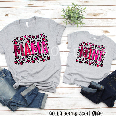 “No Restocks” Mama Mini Heart Leopard Screen Print High Heat Transfer