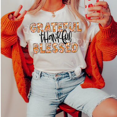 *No Restocks* Grateful Thankful Blessed Screen Print High Heat Transfer W45