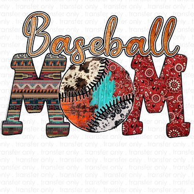 Baseball Mom Western Sublimation Transfer