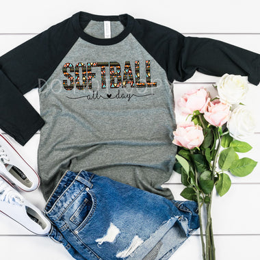 “No restocks” Softball all day Screen Print Transfer J12