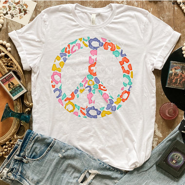 Leopard Peace Sign Screen Print High Heat Transfer J4