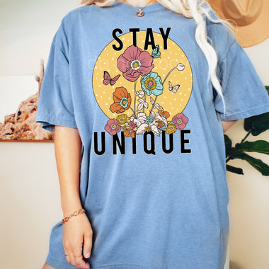 Stay Unique Flower Screen Print High Heat Transfer U160