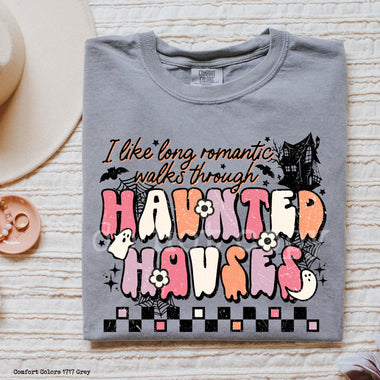 Romantic Walk Haunted House Screen Print High Heat Transfer U146