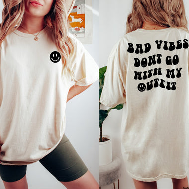 "No Restocks" Bad Vibes Front and Back Screen Print Transfer (Top of Y/Z)