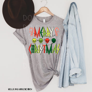 "No Restocks"Merry Christmas Skulls Screen Print High High Transfer W88