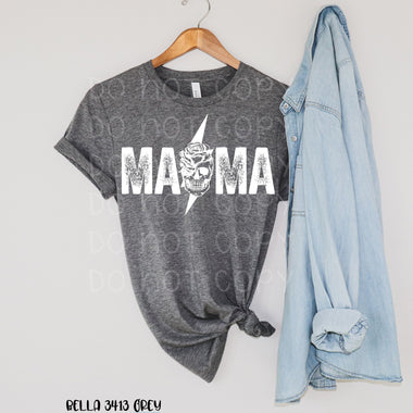 Mama Lightning Bolt Skull Screen Print Transfer B45