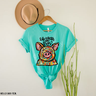"No restocks" Life is Better with Pigs Screen Print High Heat Transfer U11