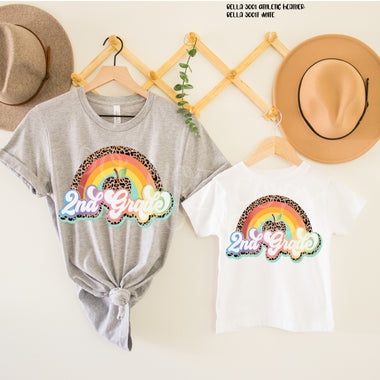 “No restocks” 2nd Grade Apple Rainbow Screen Print High Heat Transfer U17