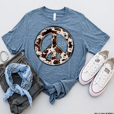 Cow Peace Sign Screen Print High Heat Transfer T94